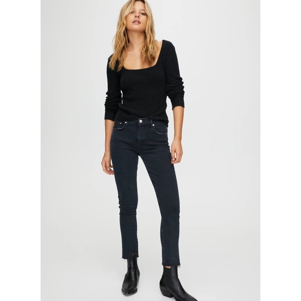 Agolde Toni Faded Black Distressed Ankles Jeans 31